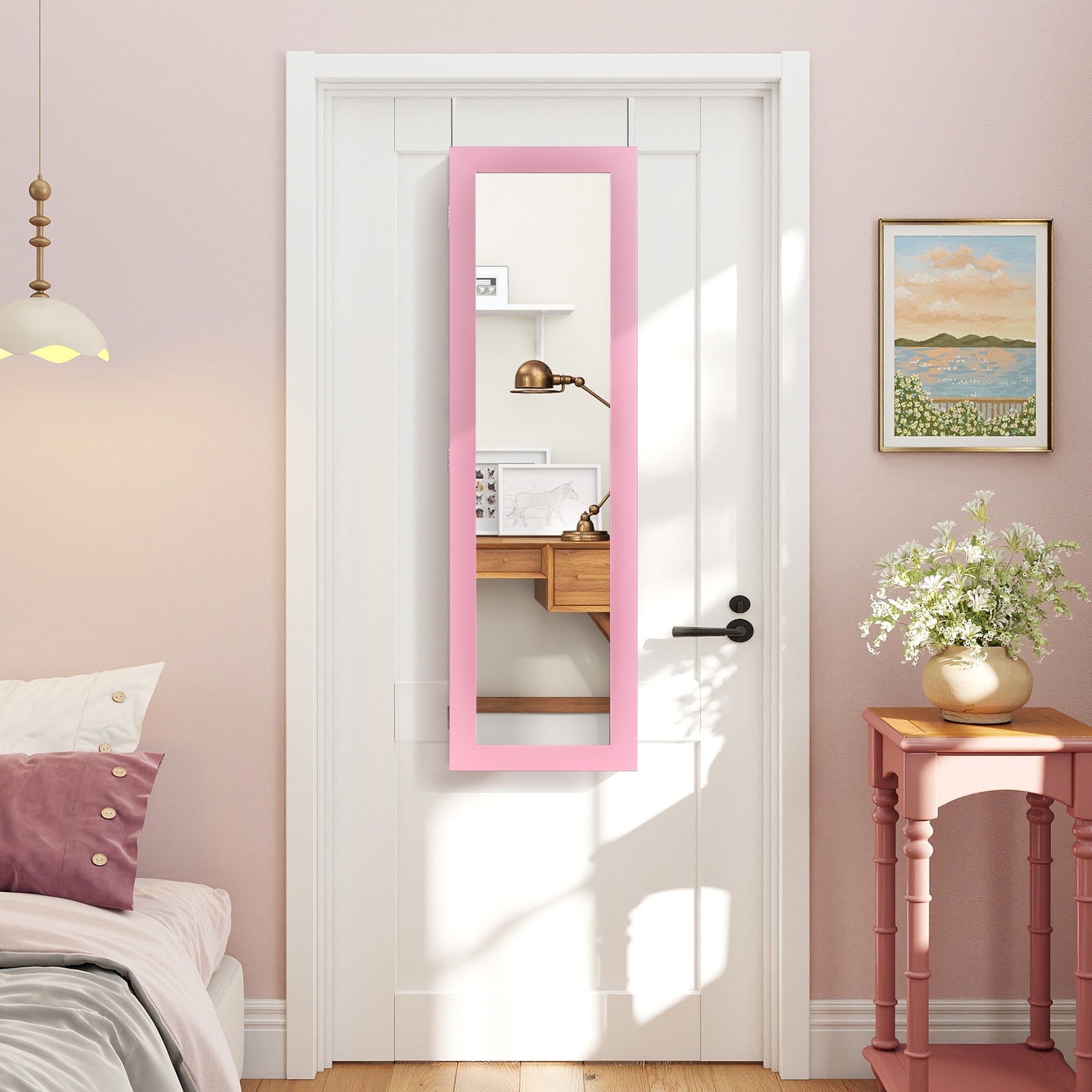 Jewelry Cabinet Wall or Door Mounted Jewelry Armoire Modern Hanging Jewelry Organizer, Pink Jewelry Armoires at Gallery Canada