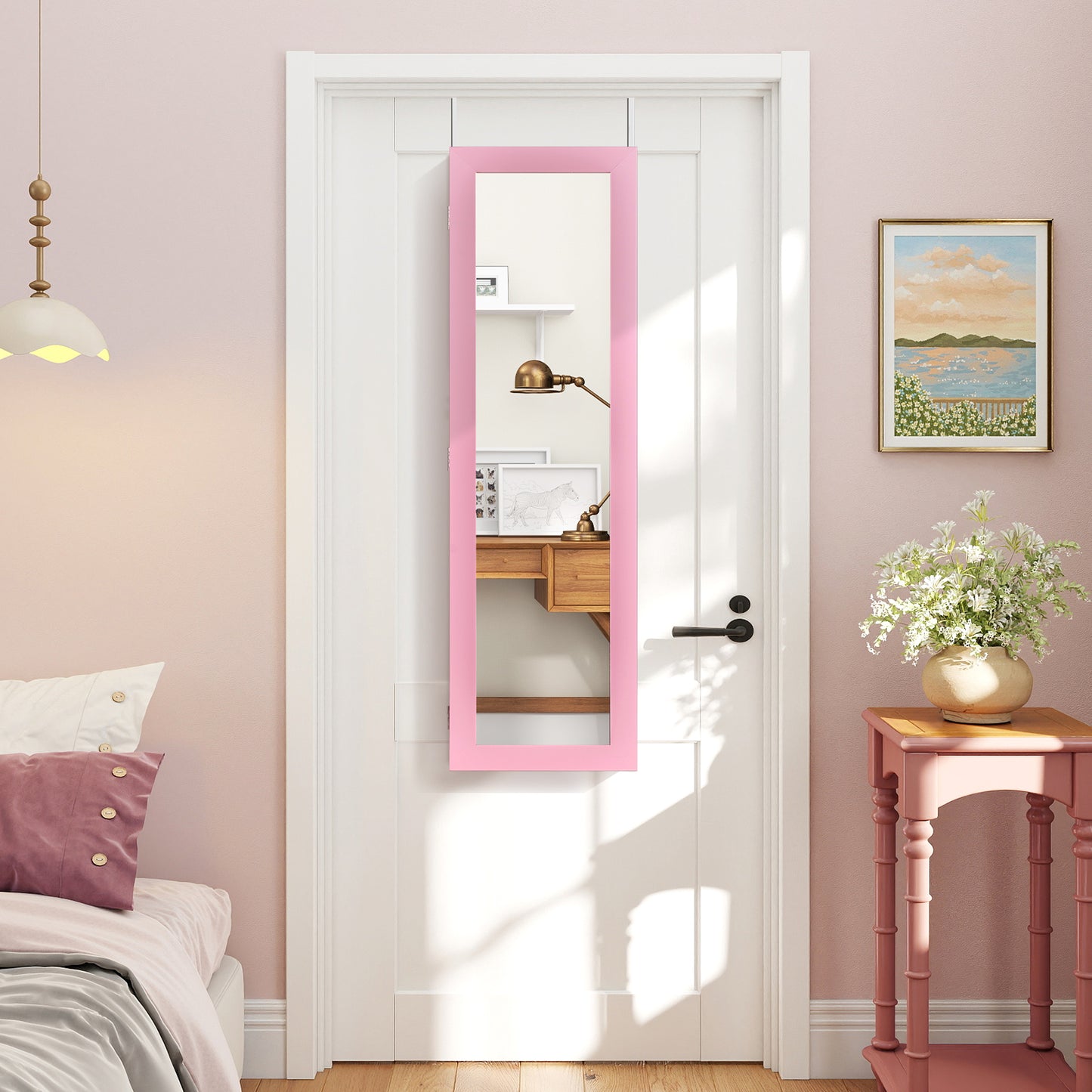 Jewelry Cabinet Wall or Door Mounted Jewelry Armoire Modern Hanging Jewelry Organizer, Pink Jewelry Armoires at Gallery Canada