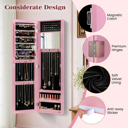 Jewelry Cabinet Wall or Door Mounted Jewelry Armoire Modern Hanging Jewelry Organizer, Pink Jewelry Armoires at Gallery Canada