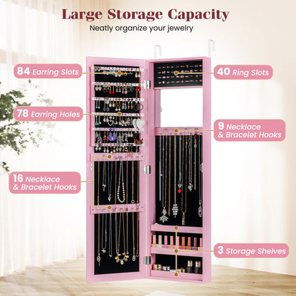 Jewelry Cabinet Wall or Door Mounted Jewelry Armoire Modern Hanging Jewelry Organizer, Pink Jewelry Armoires at Gallery Canada
