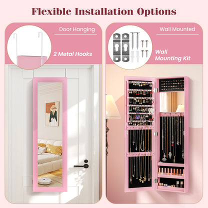 Jewelry Cabinet Wall or Door Mounted Jewelry Armoire Modern Hanging Jewelry Organizer, Pink Jewelry Armoires at Gallery Canada