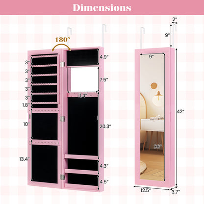 Jewelry Cabinet Wall or Door Mounted Jewelry Armoire Modern Hanging Jewelry Organizer, Pink Jewelry Armoires at Gallery Canada