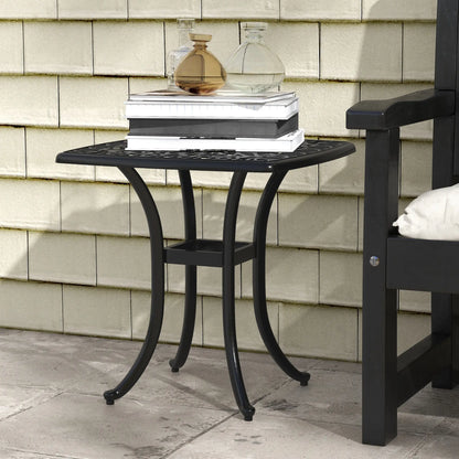 21" Square Outdoor End Table, Cast Aluminum Patio Side Table, Black Patio Side Tables at Gallery Canada