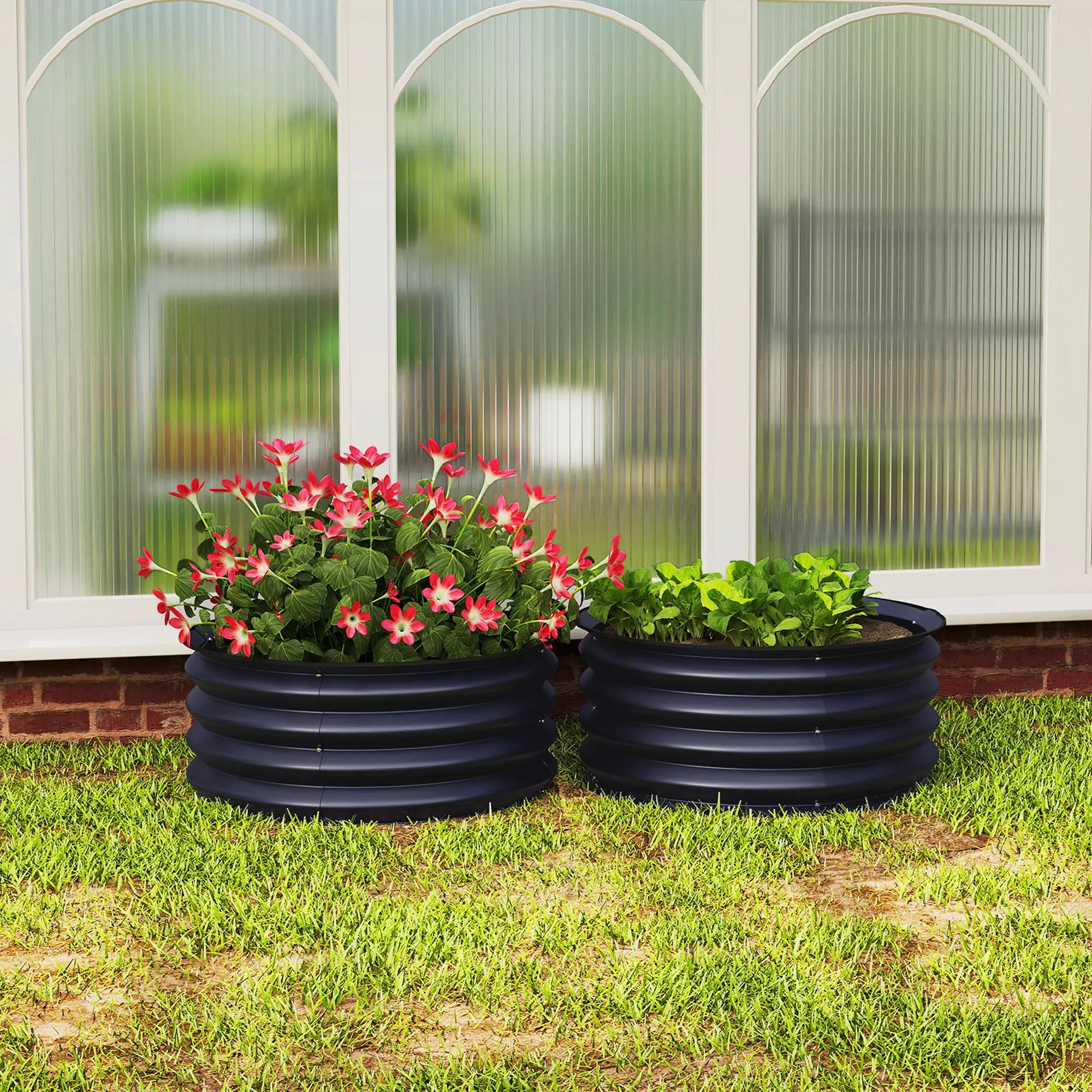 Set of 2 Raised Garden Beds, Metal Planter Box, Easy Assembly, Dark Grey Raised Garden Beds at Gallery Canada