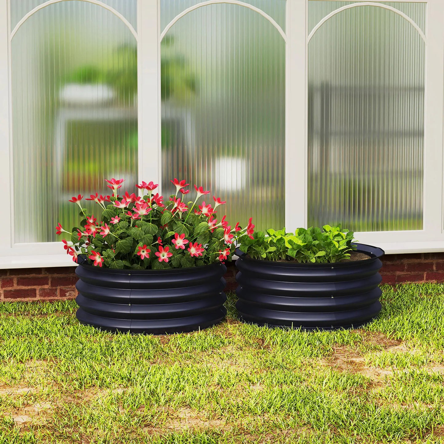 Set of 2 Raised Garden Beds, Metal Planter Box, Easy Assembly, Dark Grey Raised Garden Beds at Gallery Canada