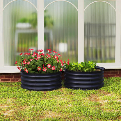 Set of 2 Raised Garden Beds, Metal Planter Box, Easy Assembly, Dark Grey Raised Garden Beds at Gallery Canada