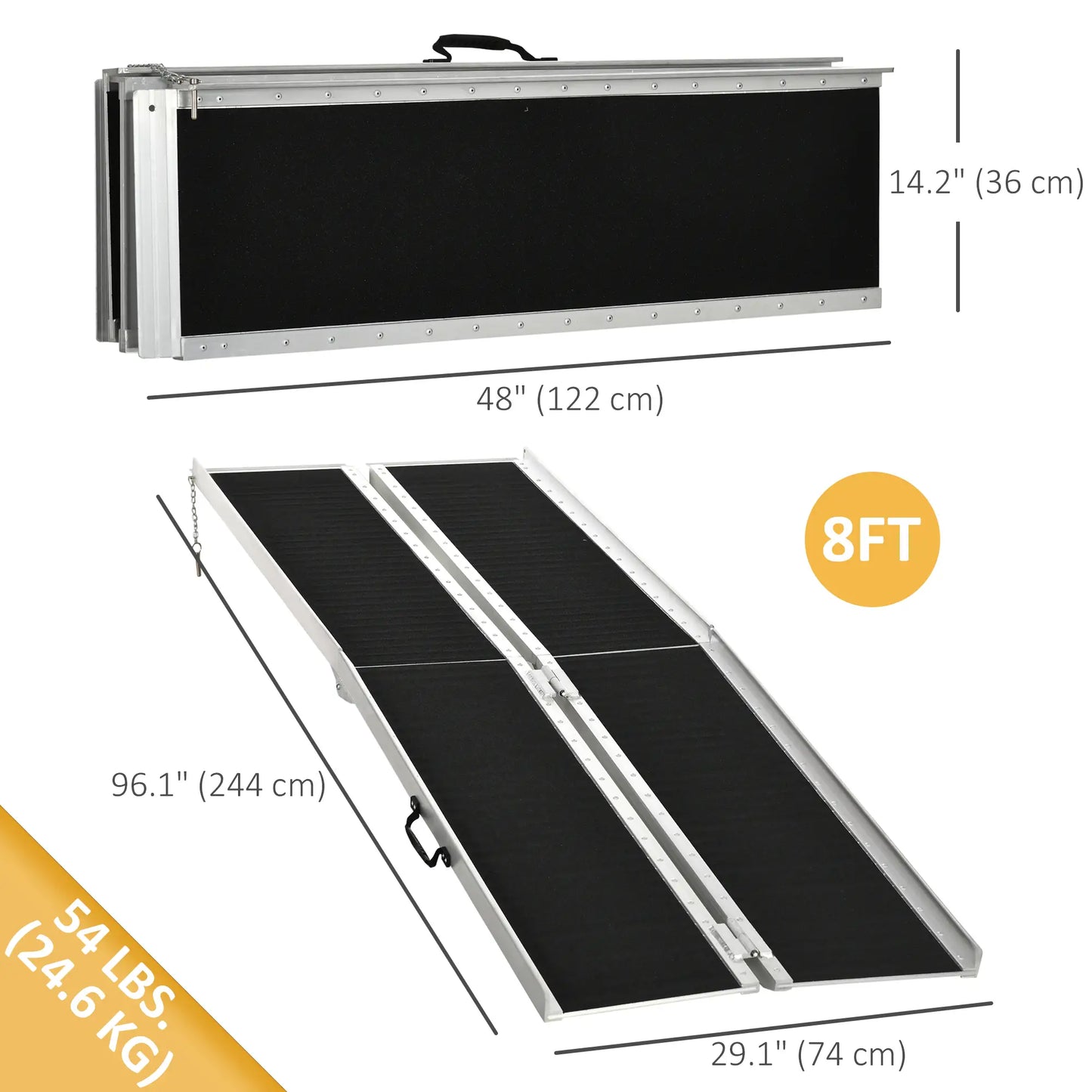 8ft Foldable Wheelchair Ramp, Non-Skid, Portable Aluminium Knee Walker & Wheelchair Ramps at Gallery Canada