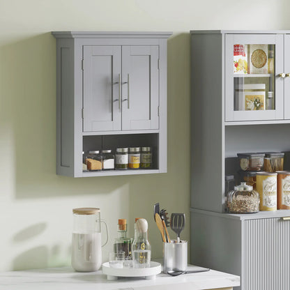 Bathroom Wall Cabinet, Medicine Storage with Shelf, Grey Wall Mounted Cabinets at Gallery Canada