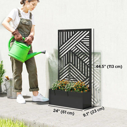 44.5" Metal Planter Box with Trellis, Raised Garden Bed for Climbing Plants Galvanized Planter Boxes at Gallery Canada