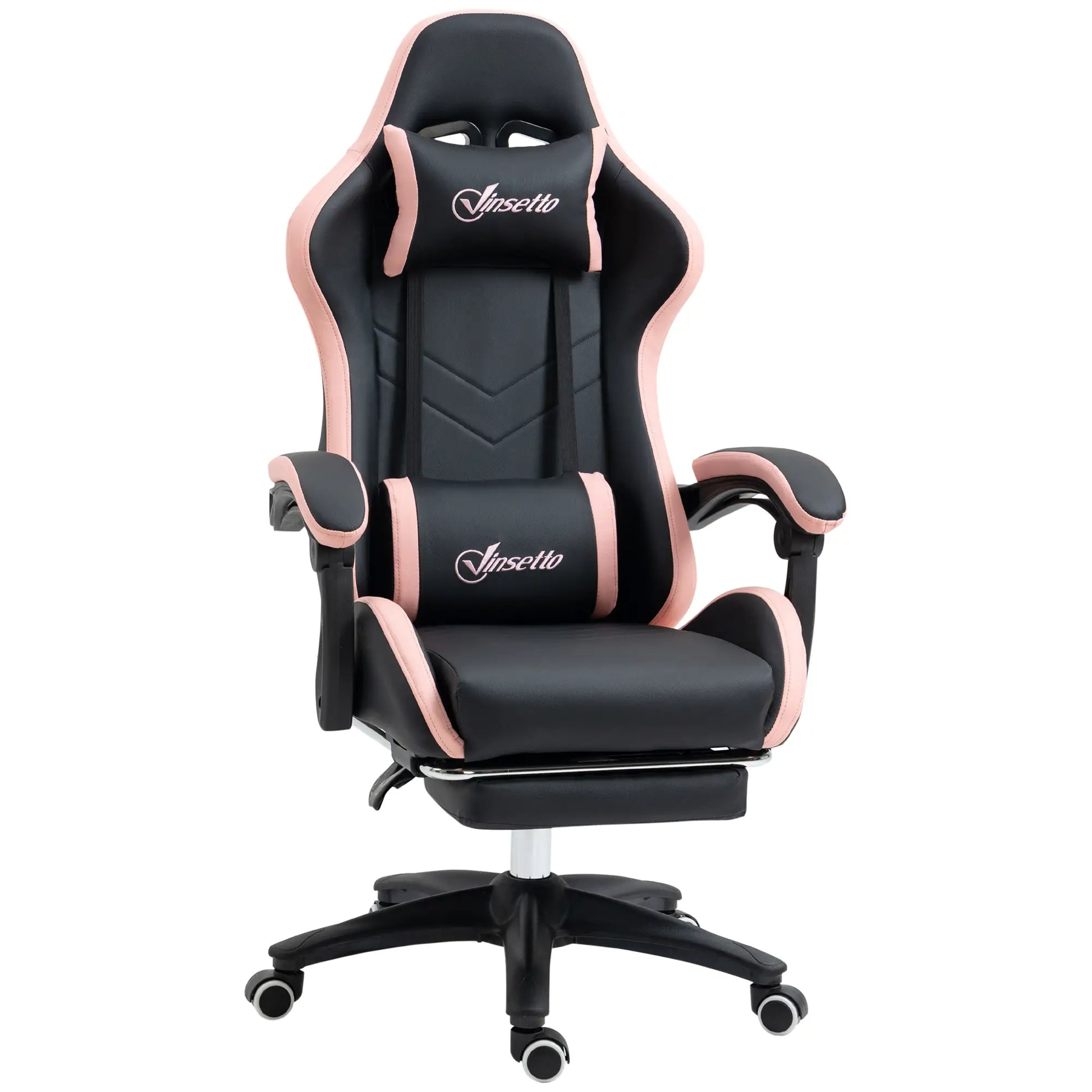 Gaming Chair, PU Leather Office Desk Chair with Footrest, Swivel Wheels, 135° Reclining Back, Black Video Game Chairs at Gallery Canada