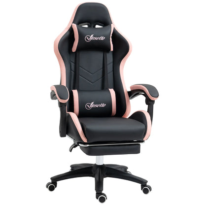 Gaming Chair, PU Leather Office Desk Chair with Footrest, Swivel Wheels, 135° Reclining Back, Black Video Game Chairs at Gallery Canada