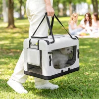 Soft-Sided Pet Carrier Bag for Small Dogs, Light Grey