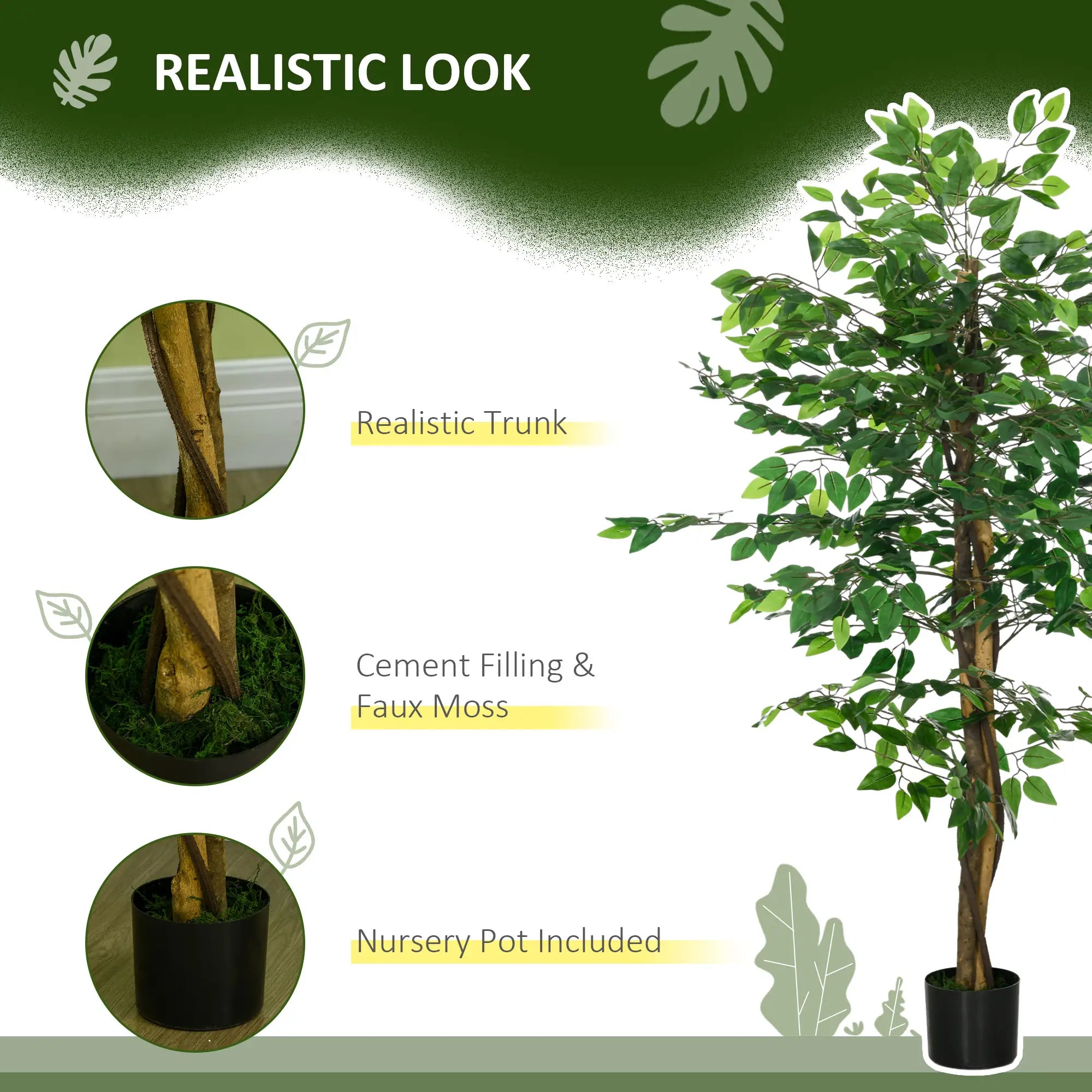5ft Artificial Ficus Tree, Indoor Fake Plant With Pot Artificial Trees at Gallery Canada