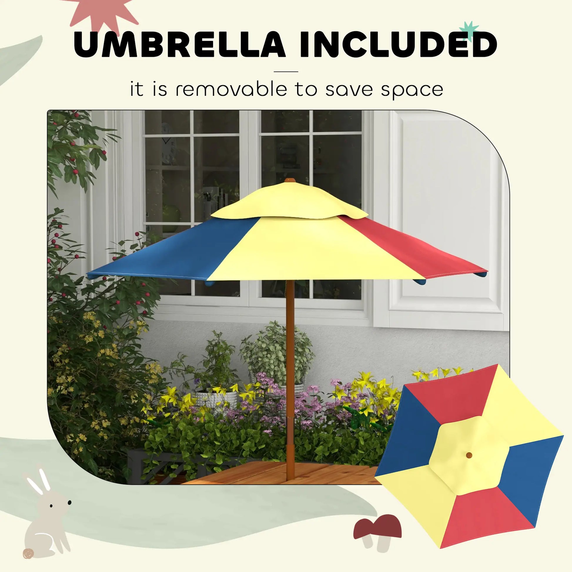 Toddler Water Table with Sand, Removable Umbrella, 3-6 Years Kids Outdoor Furniture at Gallery Canada