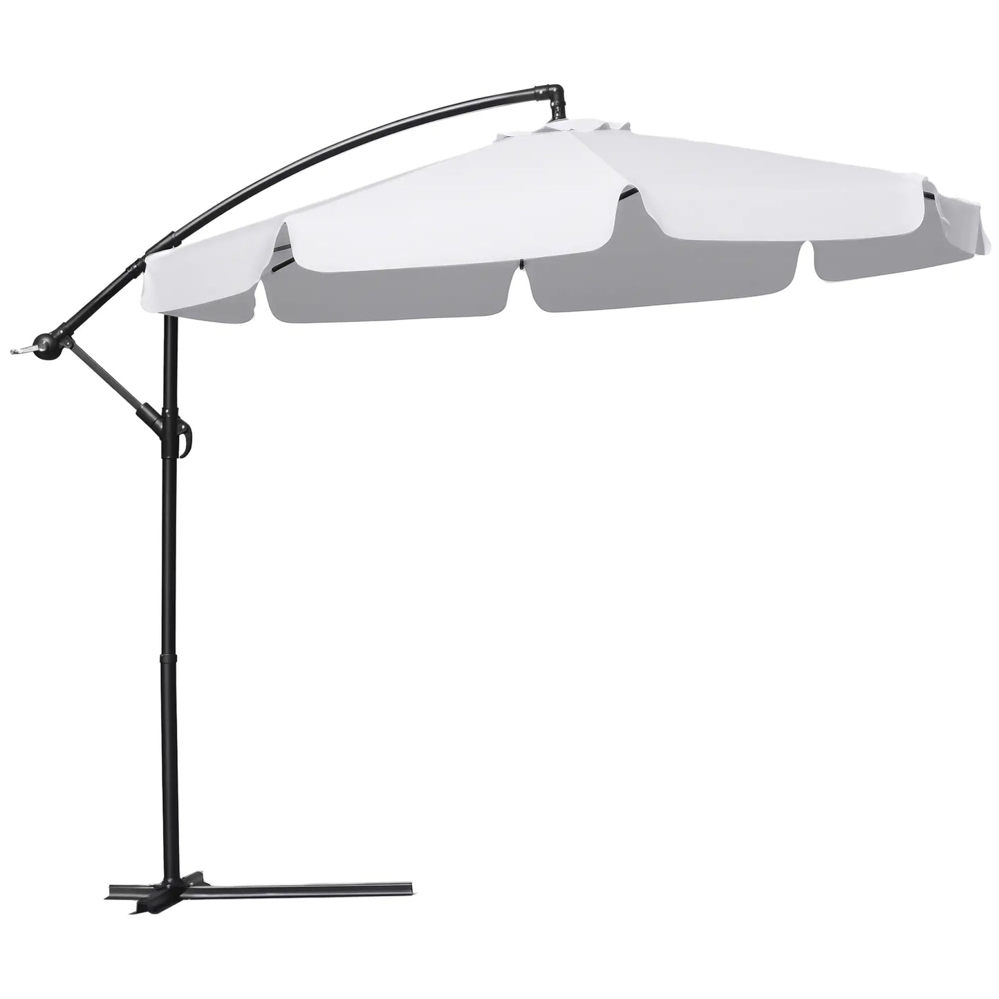 9FT Offset Hanging Patio Umbrella, Easy Tilt, Cross Base, 8 Ribs, White Cantilever Umbrellas White at Gallery Canada