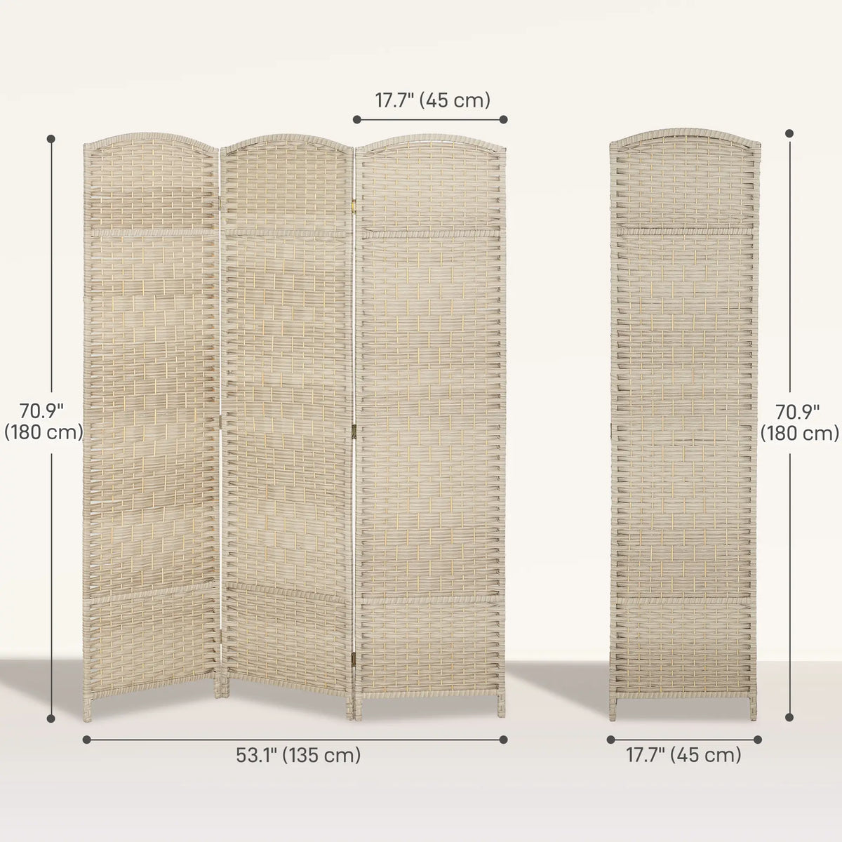 6 Ft Folding Room Divider, 3 Panel Privacy Screen, Light Oak Room Dividers at Gallery Canada