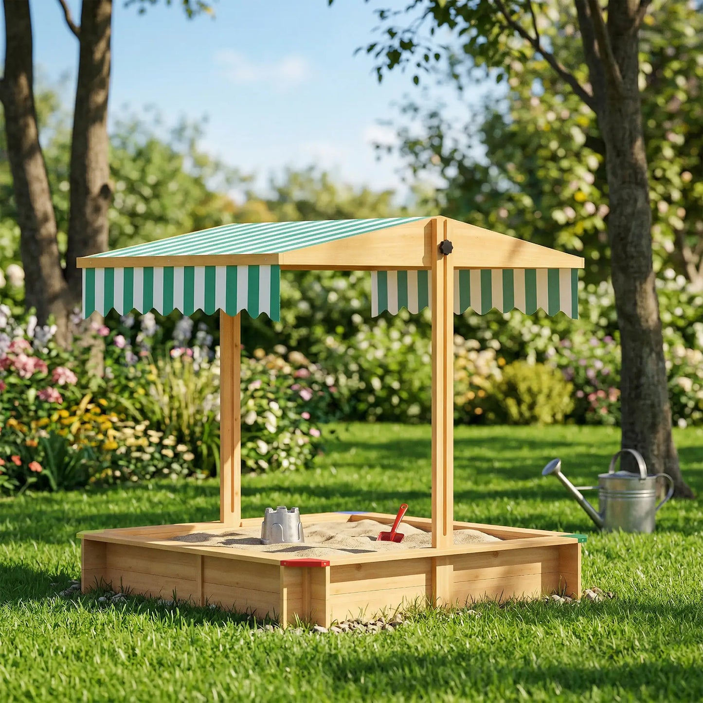 Wooden Sandbox With Cover, Outdoor For Kids, Light Brown Sandboxes & Accessories at Gallery Canada