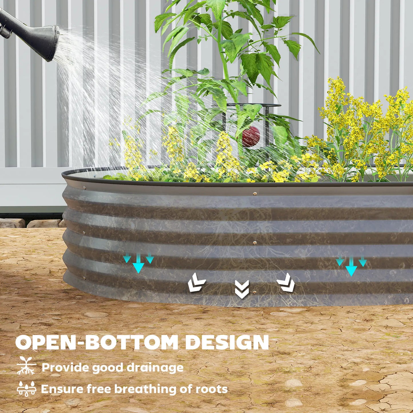 5' x 3' x 1' Bac à plantes extérieur, Lit de jardin surélevé galvanisé, Gris foncé