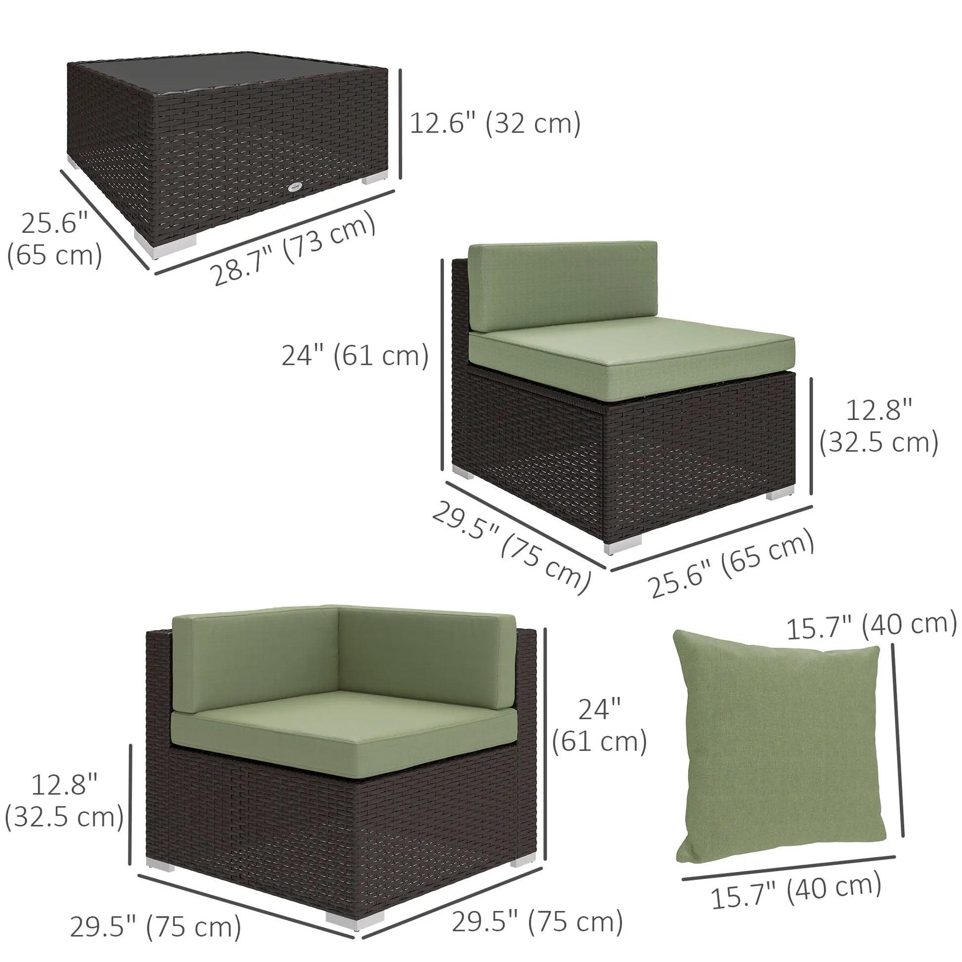 7-Piece Outdoor Rattan Furniture Set, Patio Wicker Sectional Sofa, Light Green Patio Furniture Sets at Gallery Canada