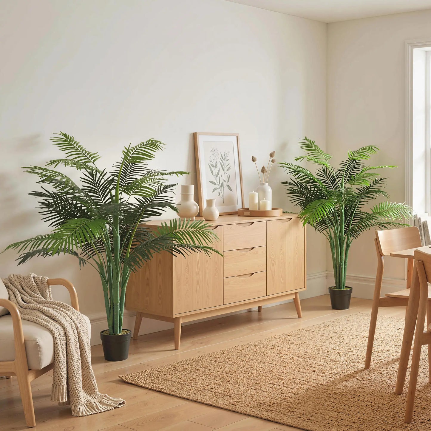 4FT Artificial Palm Tree Set Of 2, Faux Tropical Plant In Pot, Green Artificial Trees at Gallery Canada