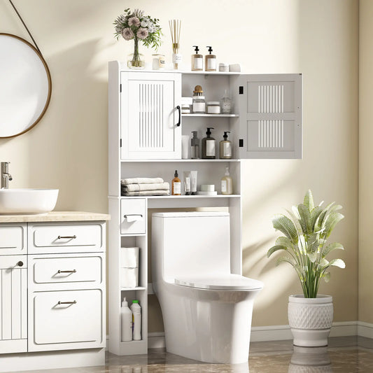 Over Toilet Storage Cabinet, Adjustable Shelf, Toilet Paper Holder Bathroom Cabinets White at Gallery Canada