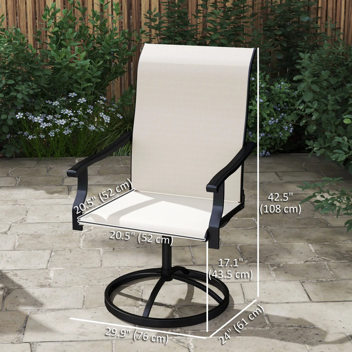 Outdoor Swivel Dining Chairs Set Of 2, High Back All Weather Mesh, White Bistro Sets at Gallery Canada