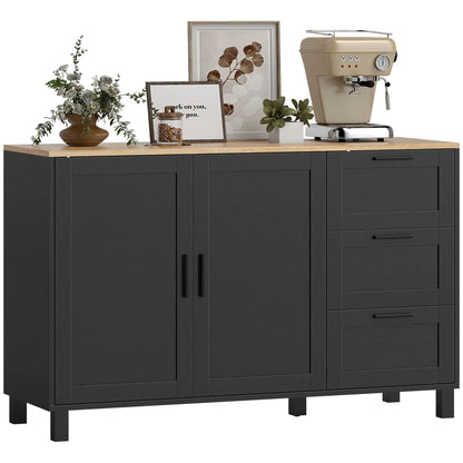Buffet Cabinet with Soft Close Doors, Modern Sideboard with 3 Drawers, Black Storage Cabinets at Gallery Canada