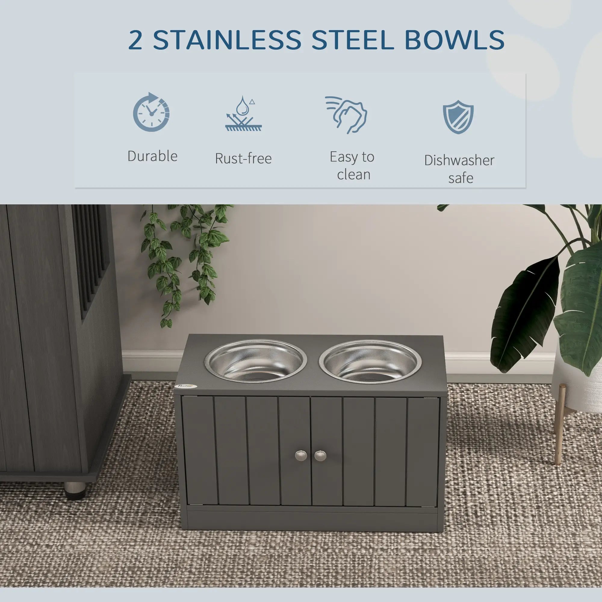 Elevated Dog Bowls for Large Dogs, 2 Stainless Steel Bowls, Grey Dog Bowls at Gallery Canada