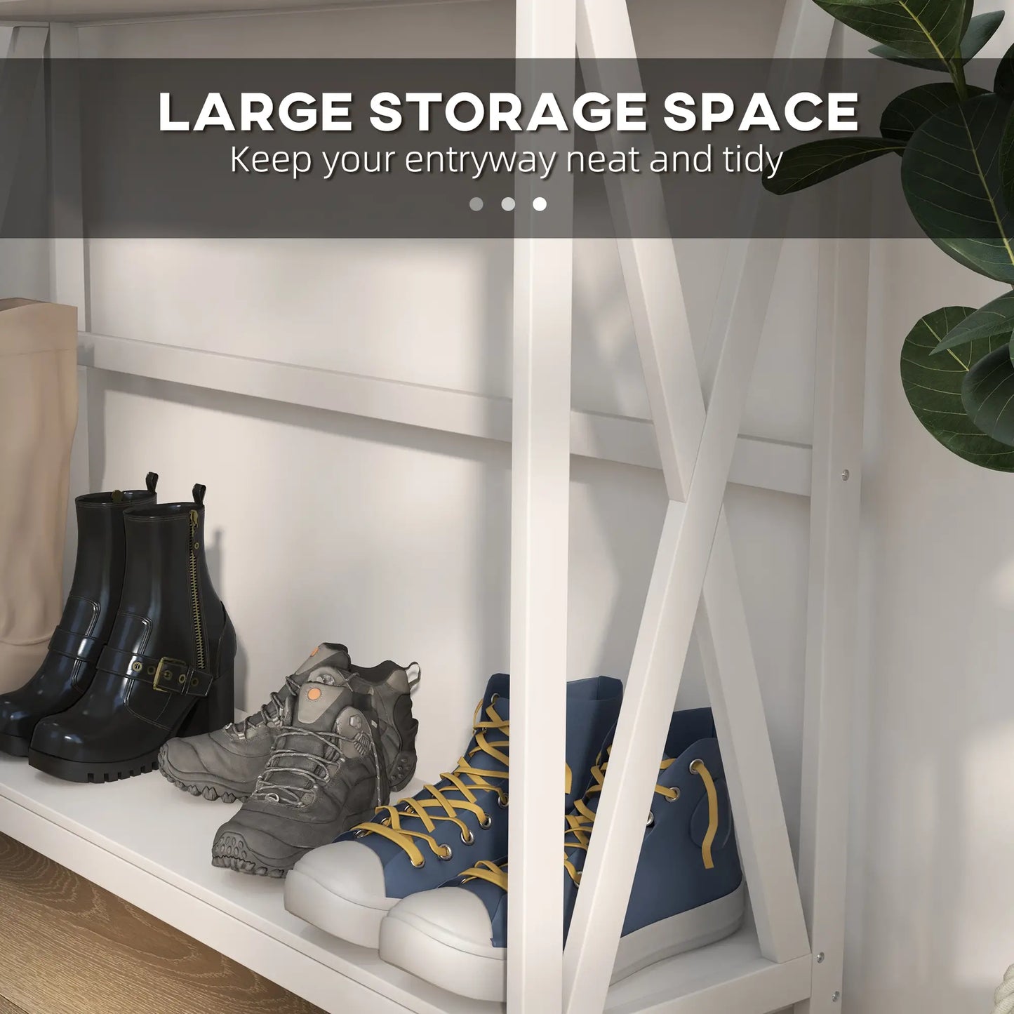 39" Console Table, 2 Tier X-Design, Narrow Entryway Table with Drawer, White Console Tables at Gallery Canada