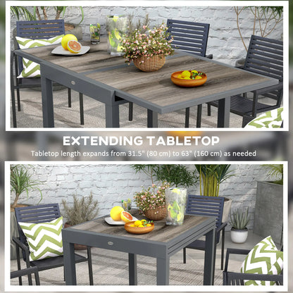 Extendable Dining Table, Rectangular Outdoor Table, Aluminum Frame, Plastic Top, Grey Patio Dinning Tables at Gallery Canada