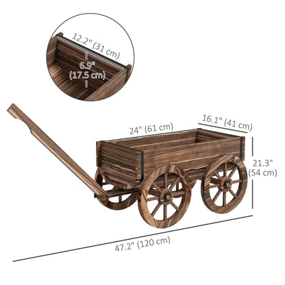 Wooden Wagon Planter Box, Raised Garden Bed, Carbonized Elevated Garden Beds at Gallery Canada