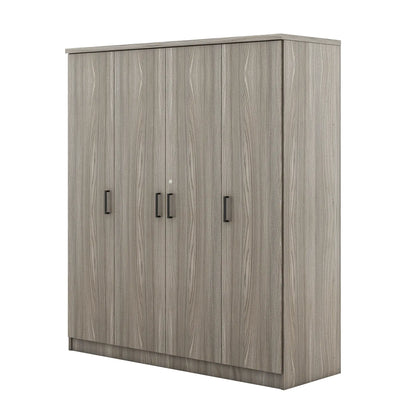 Wardrobe with Hanging Rail, Locking Drawer, Black Handles, 59" L x 20" W x 68" H, Grey Clothing Storage at Gallery Canada