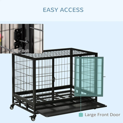 Heavy Duty Dog Crate, Two Doors, Lockable Wheels, Removable Tray, 36" x 24" x 27" Houses, Kennels & Pens at Gallery Canada