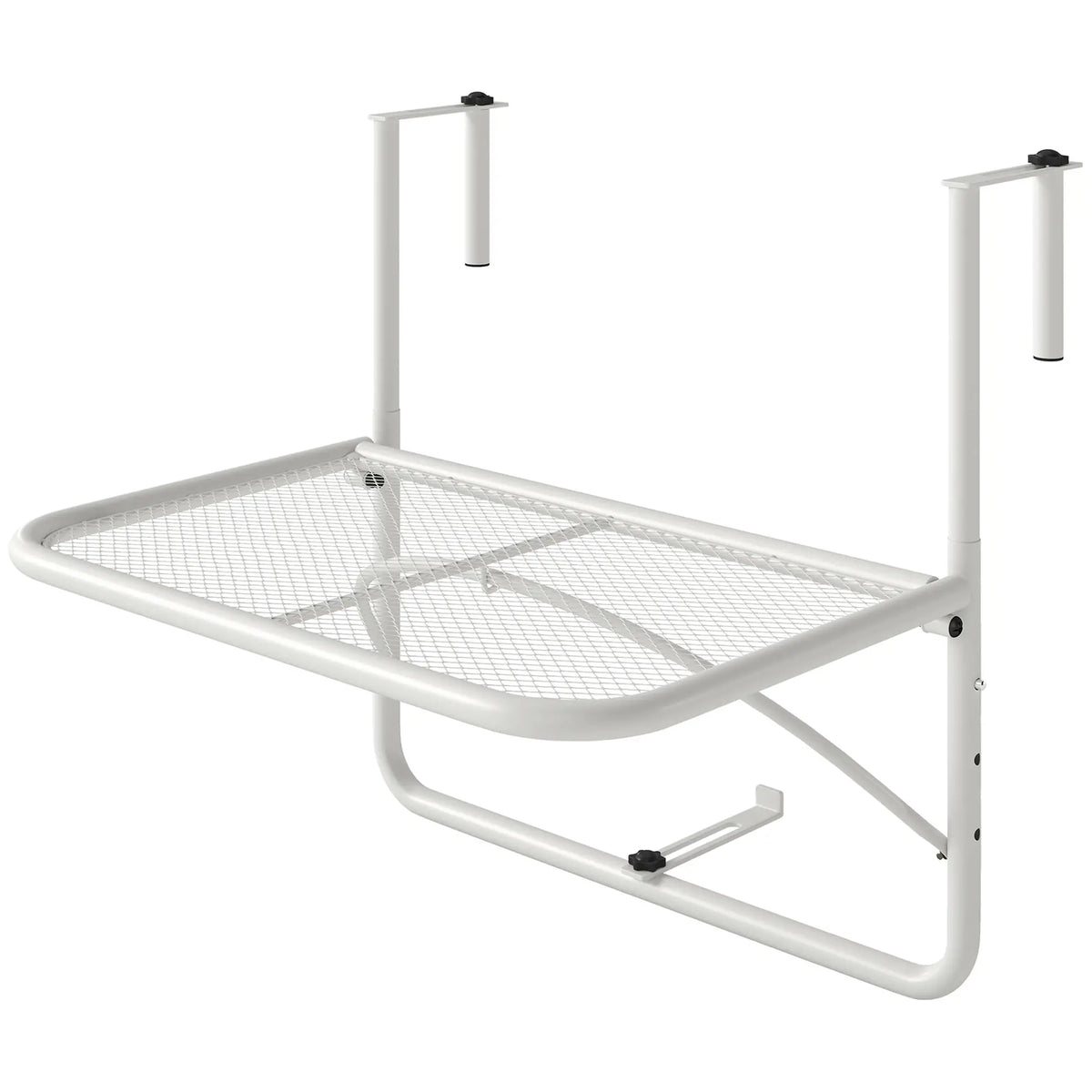 Adjustable Balcony Hanging Railing Table, Metal Wall Desk, White