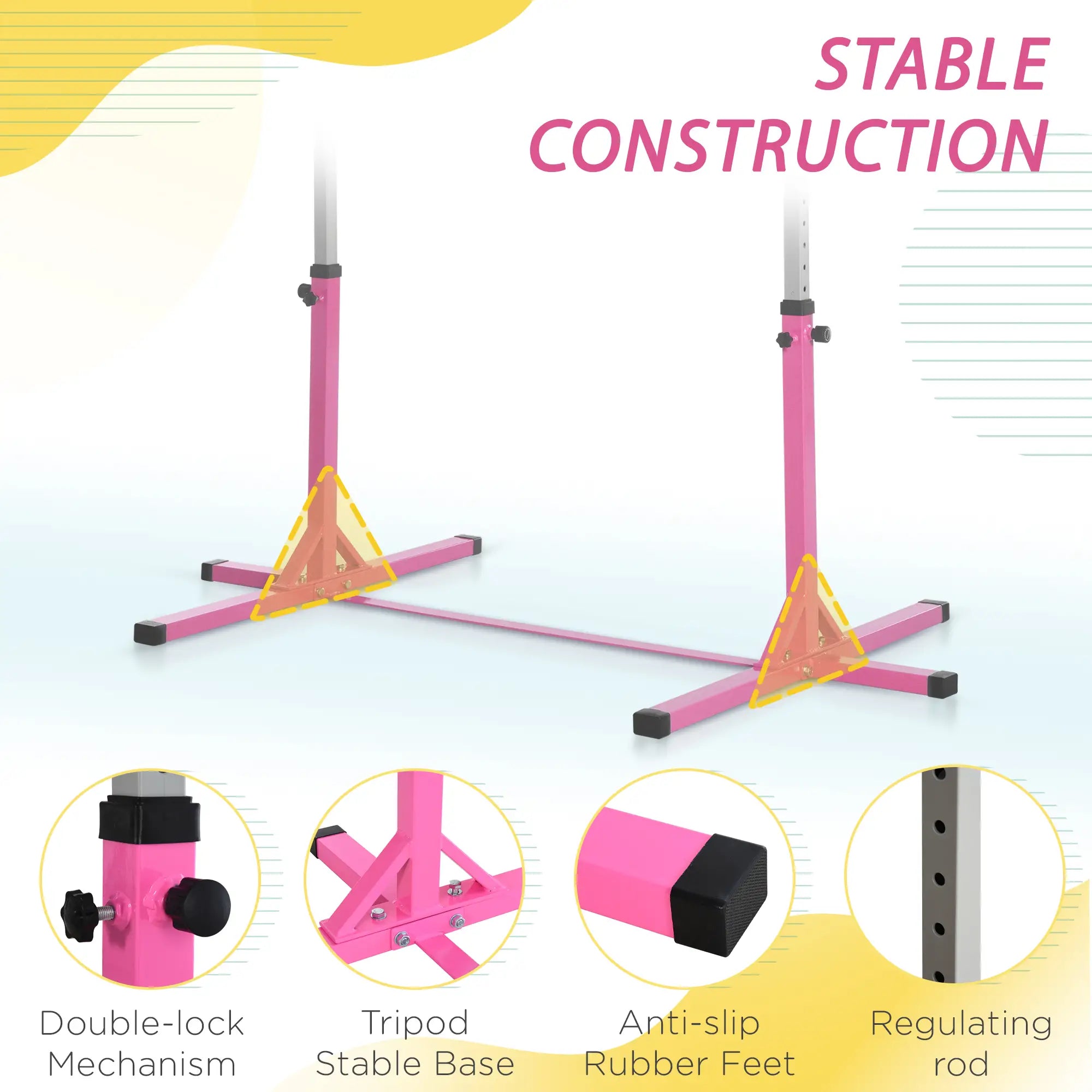 Kids Gymnastics Bar, 13-Level Adjustable Height, Pink Baby Gym & Playmats at Gallery Canada