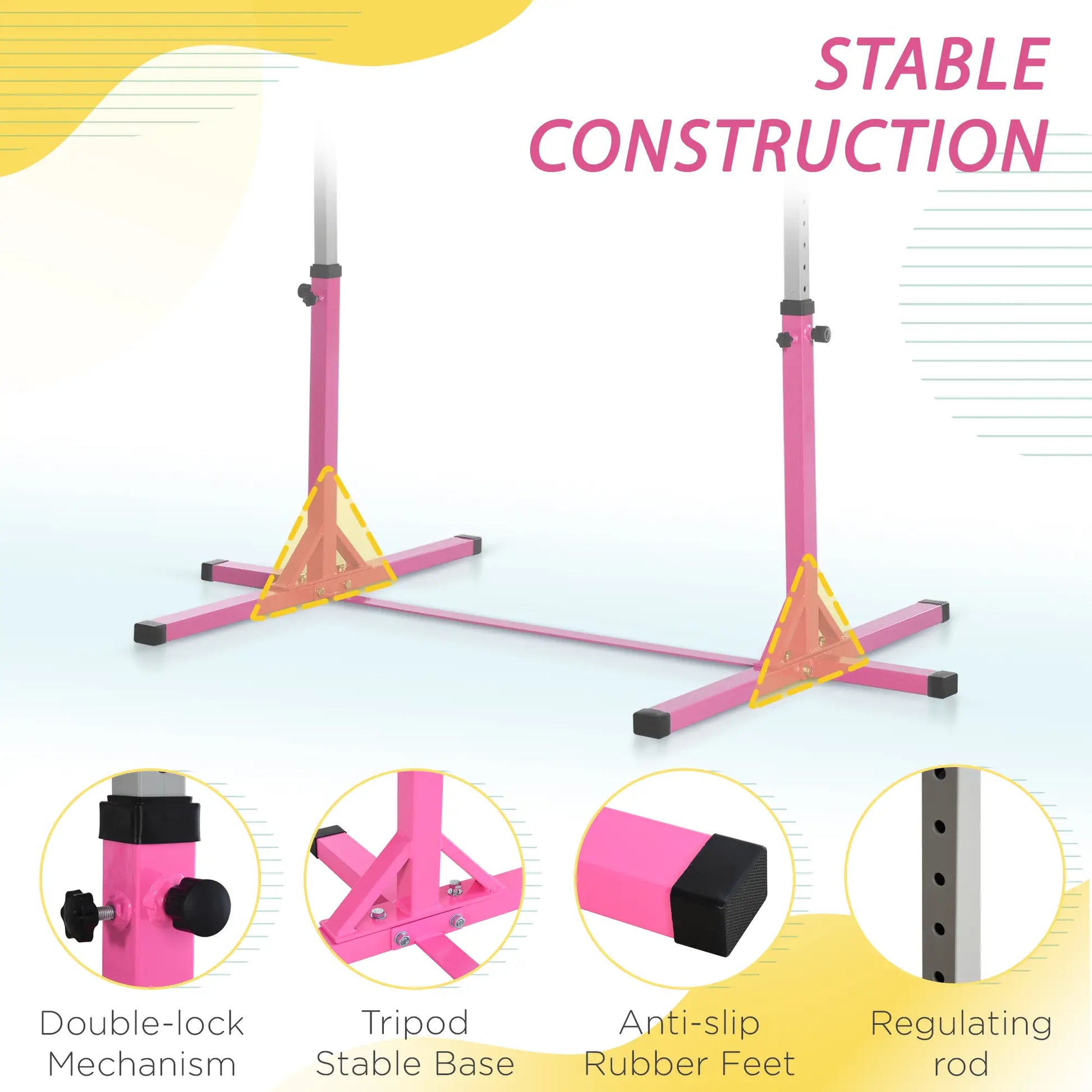 Kids Gymnastics Bar, 13-Level Adjustable Height, Pink Baby Gym & Playmats at Gallery Canada