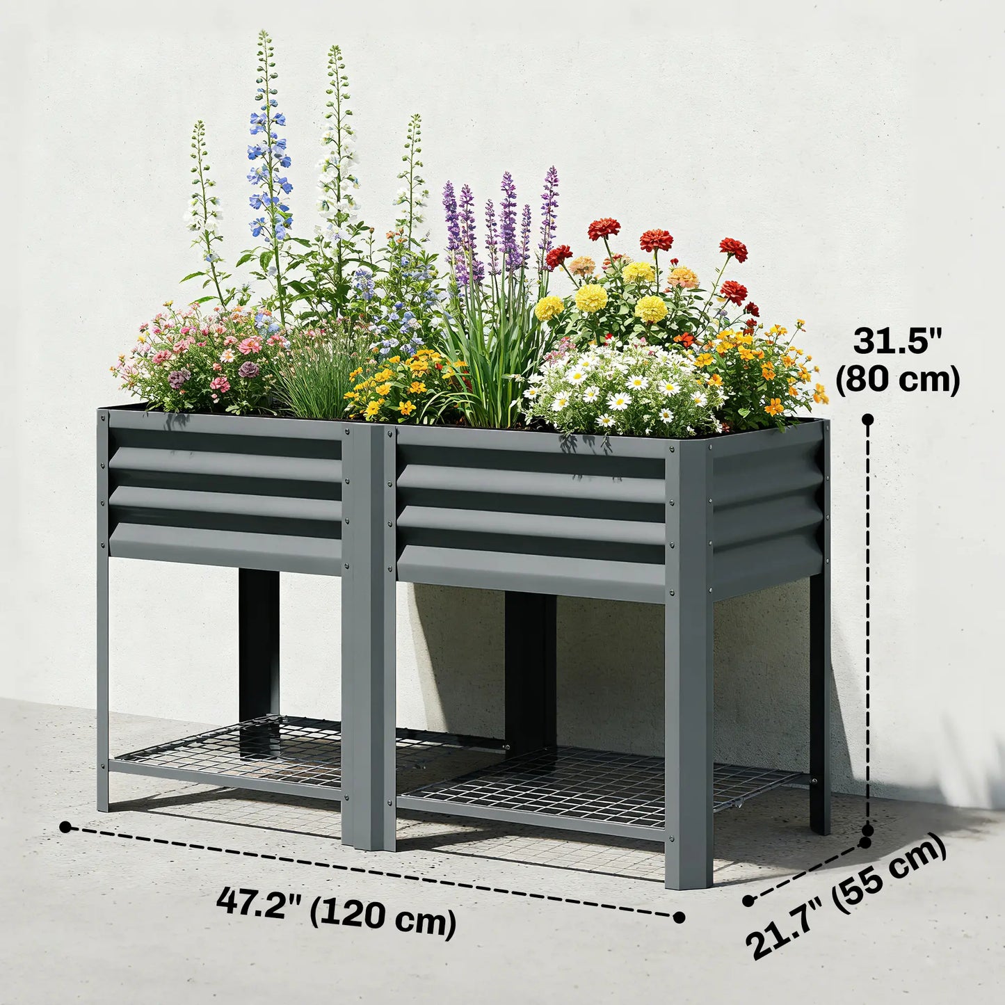 Raised Garden Bed With Legs, 31.5", Elevated Planter Box, Dark Grey Elevated Garden Beds at Gallery Canada