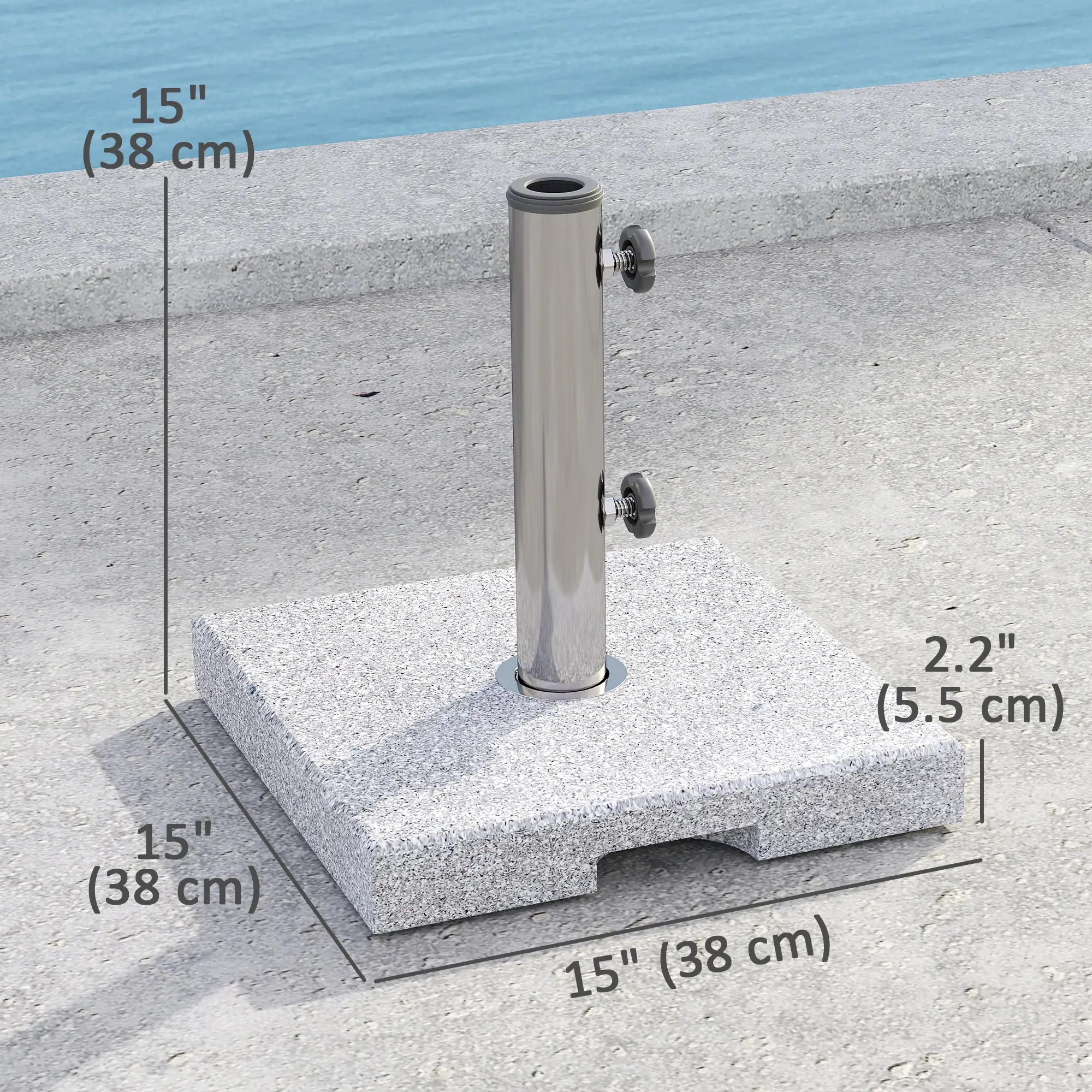 Square Patio Umbrella Base, Outdoor Stand with Handles, Heavy Duty, Grey Umbrella Bases at Gallery Canada