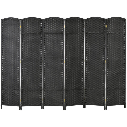 5.6 Ft Tall Folding Room Divider, 6 Panel Portable Privacy Screen, Hand-Woven Partition Wall Divider, Black at Gallery Canada