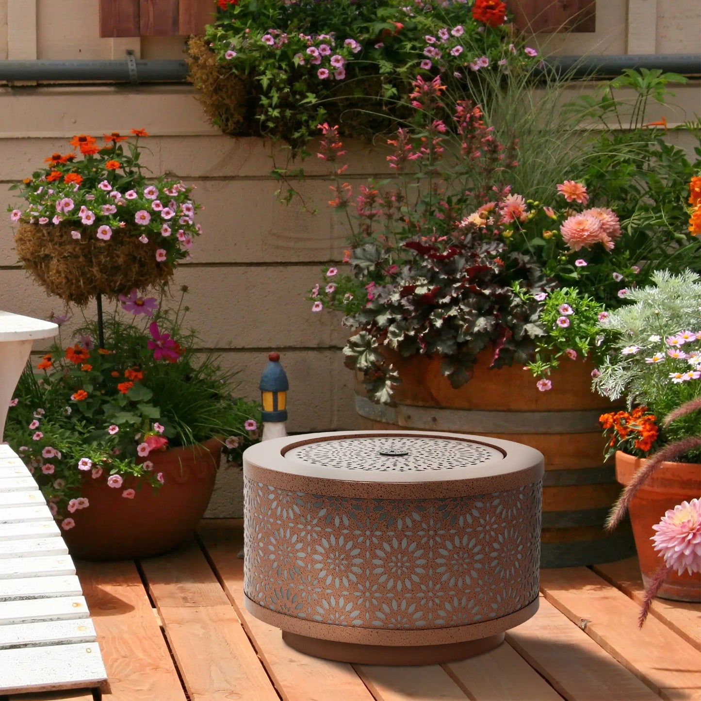 Outdoor Water Fountain with LED Lights, 10" Tall, Adjustable Flow, Brown Water Fountains at Gallery Canada