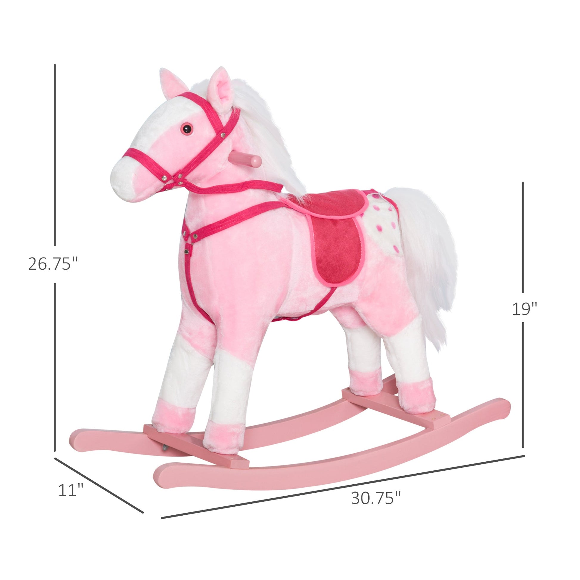 Rocking Horse Plush Pony Children Kid Ride on Toy w/ Realistic Sound (Light Pink) at Gallery Canada