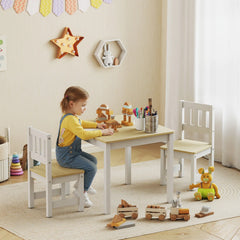 Ensemble de Table et Chaises pour Enfants, Table pour Tout-Petits et Ensemble de 2 Chaises, Naturel