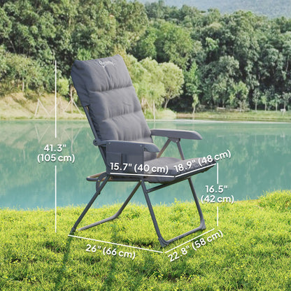 5-Level Reclining Camping Chair, Adjustable High Back, Side Pockets, Compact Picnic Tables & Camping Chairs at Gallery Canada