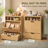 Station de nourriture pour chien, rangement pour nourriture, 2 bols rétractables