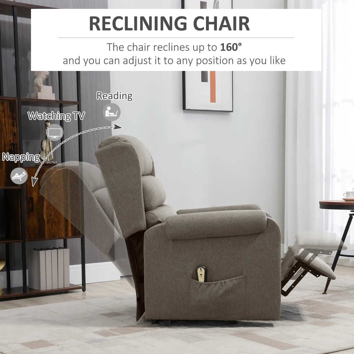 Power Lift Recliner Chair, Remote Control, Footrest, Side Pockets, Brown Electric Power Lift Chairs at Gallery Canada