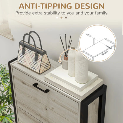 Shoe Cabinet, 3 Flip Drawer, Narrow for 15 Pairs, Walnut Shoe Storage Cabinets & Racks at Gallery Canada