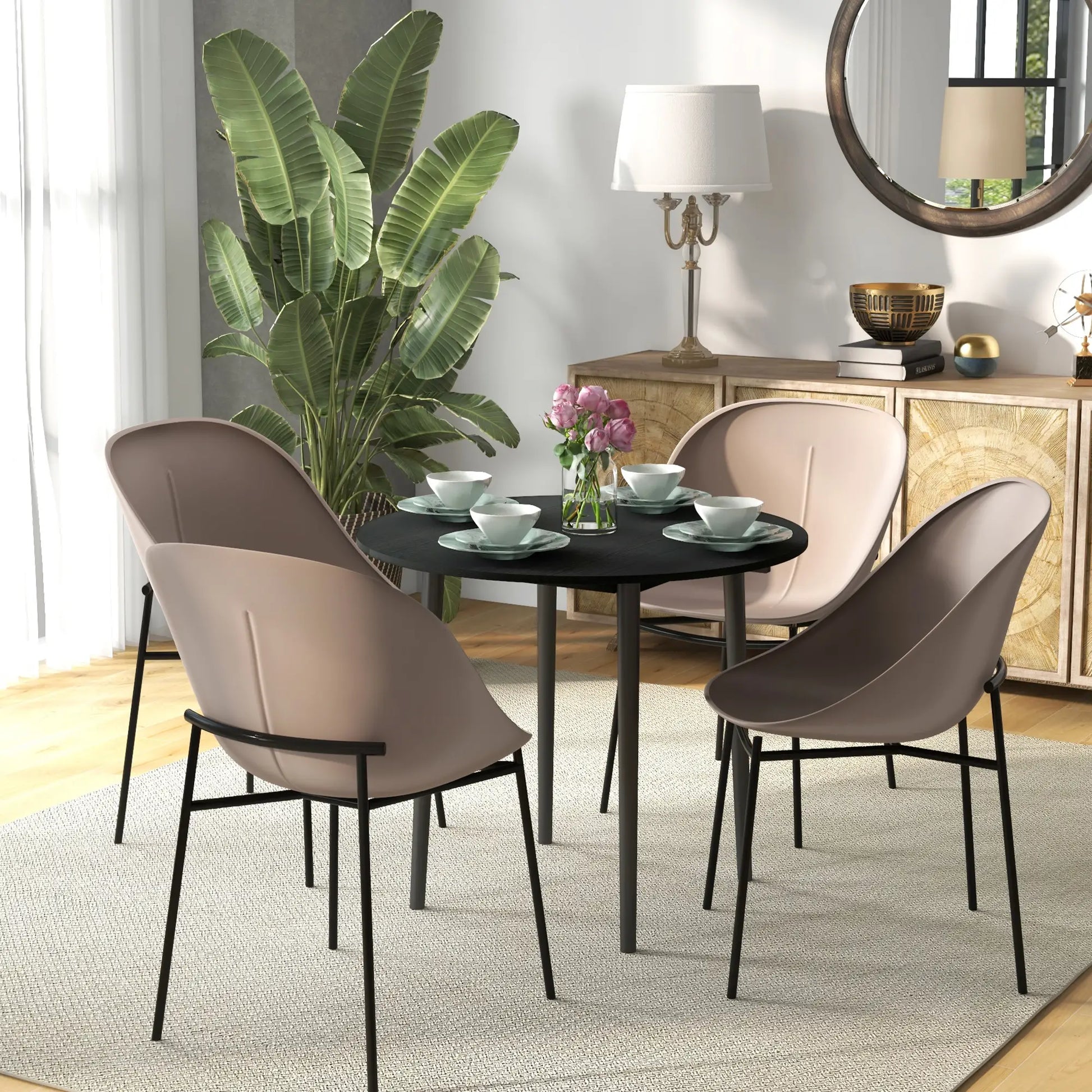 Folding Round Drop Leaf Dining Table, Wood Legs, Distressed Black, Black Bar Tables & Dining Tables at Gallery Canada