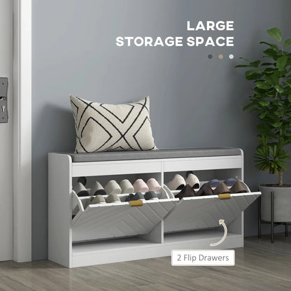 Shoe Storage with Seat, Upholstered Hallway Bench, Shoe Bench with 2 Flip Drawers and 4 Vents for 8 Pairs of Shoes Shoe Storage Cabinets & Racks at Gallery Canada