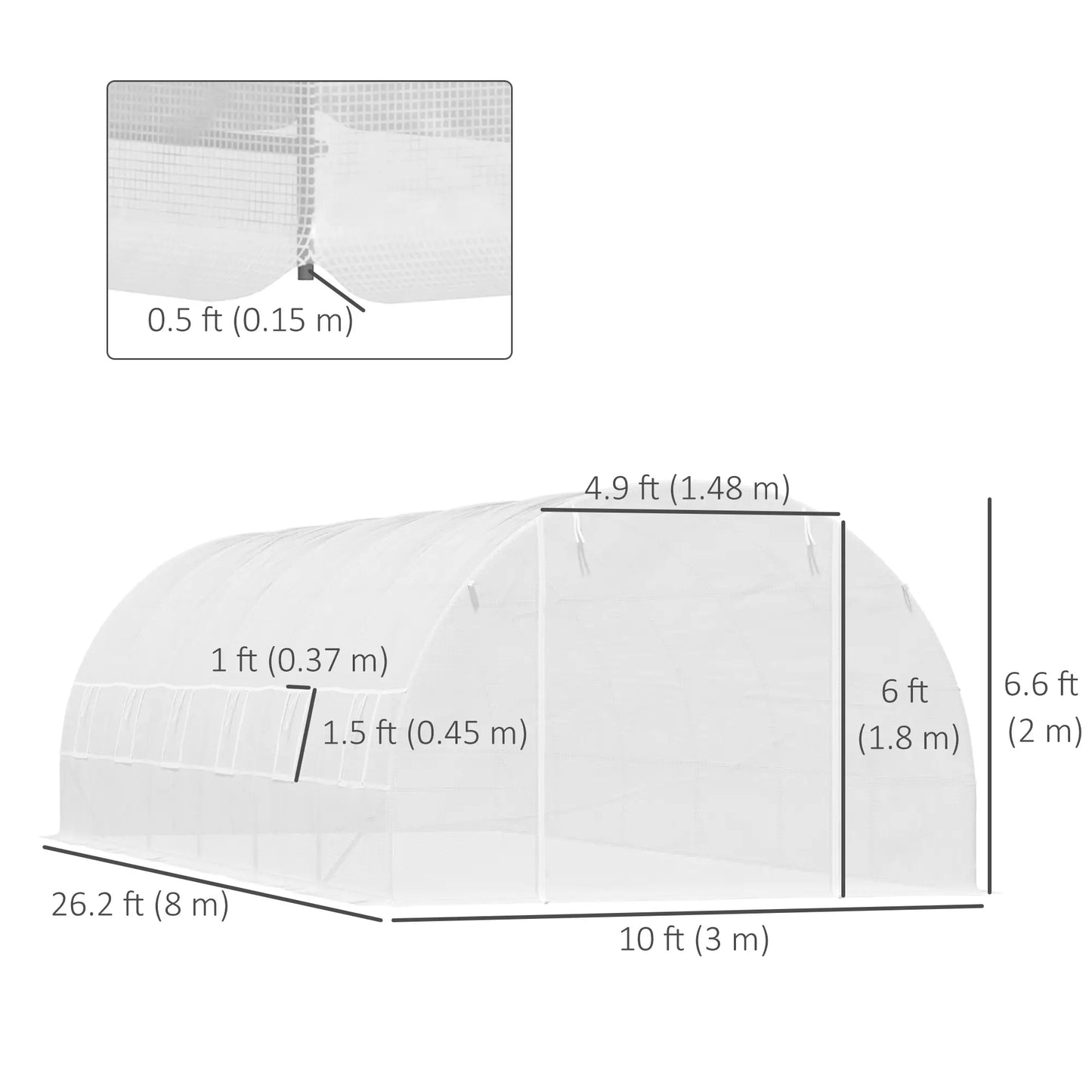 26' x 10' x 6.6' Large Walk in Tunnel Greenhouse Garden Plant Seed Green House Premium Steel Frame Tunnel Greenhouses at Gallery Canada