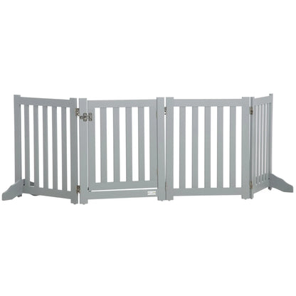 23.5"H Foldable Dog Gate with Door, 4 Panels, Grey Houses, Kennels & Pens Grey at Gallery Canada